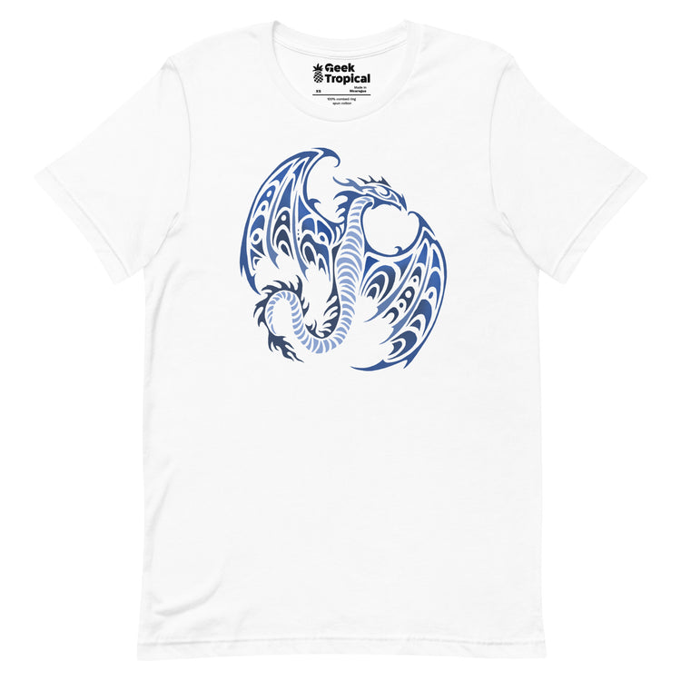 Blue Tribal Dragon T-Shirt Geek Nerd Advertise to Meta Fantasy Prints FLOW DESC WRITING