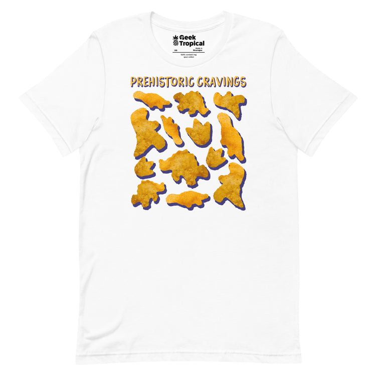 Prehistoric Cravings Dinosaur Chicken Nuggets T-Shirt Geek Nerd Advertise to Meta Design by Random Galaxy dinosaur print