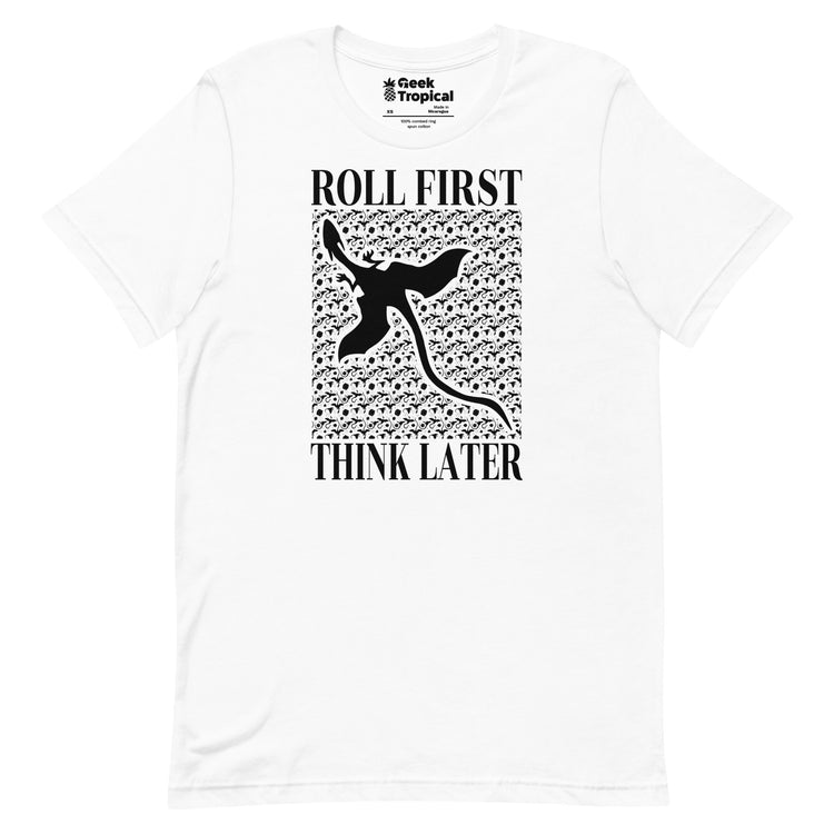Roll First Think Later Dnd Dragons T-Shirt Geek Nerd Advertise to Meta dnd & rpg print Elle