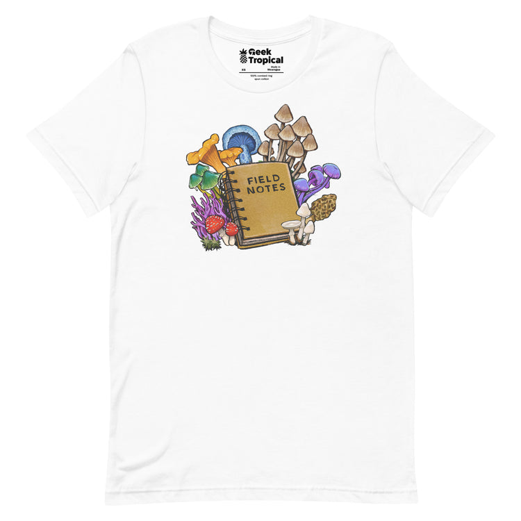 Mushroom Field Notes T-Shirt Geek Nerd Advertise to Meta Botany Print Elle