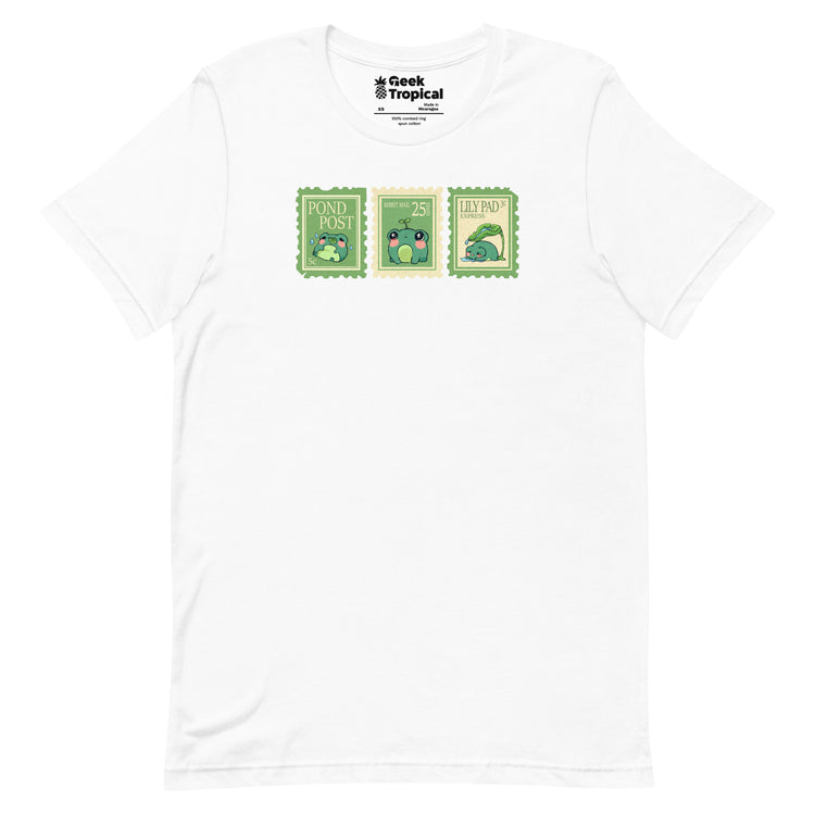 Raining Frogs Stamps T-Shirt Geek Nerd Advertise to Meta Animal Patterns Design by Ardi Tong
