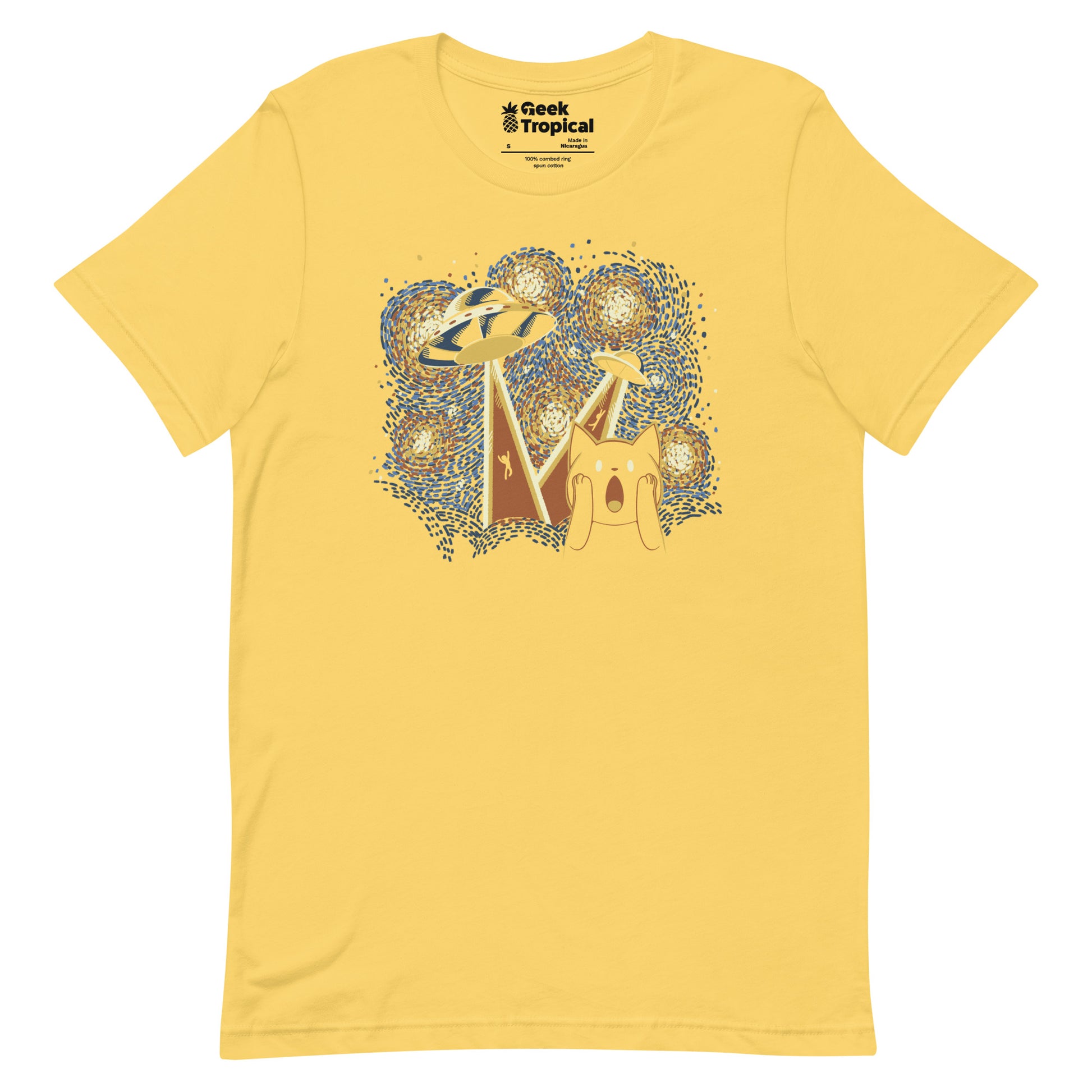 Alien Invasion Cat Scream T-Shirt Geek Nerd Advertise to Meta Animal Patterns Design by Tobe Fonseca