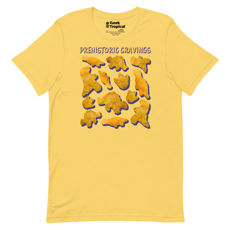 Prehistoric Cravings Dinosaur Chicken Nuggets T-Shirt Geek Nerd Advertise to Meta Design by Random Galaxy dinosaur print