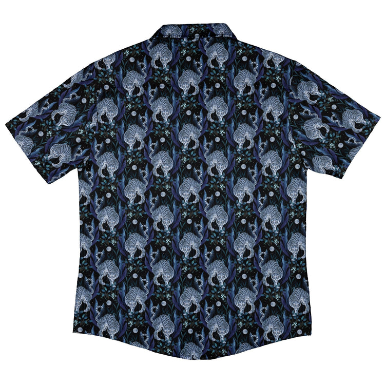 Year of the Tiger Blue Small Button Up Shirt Geek Nerd adult sizing Botany Print Design by Episodic