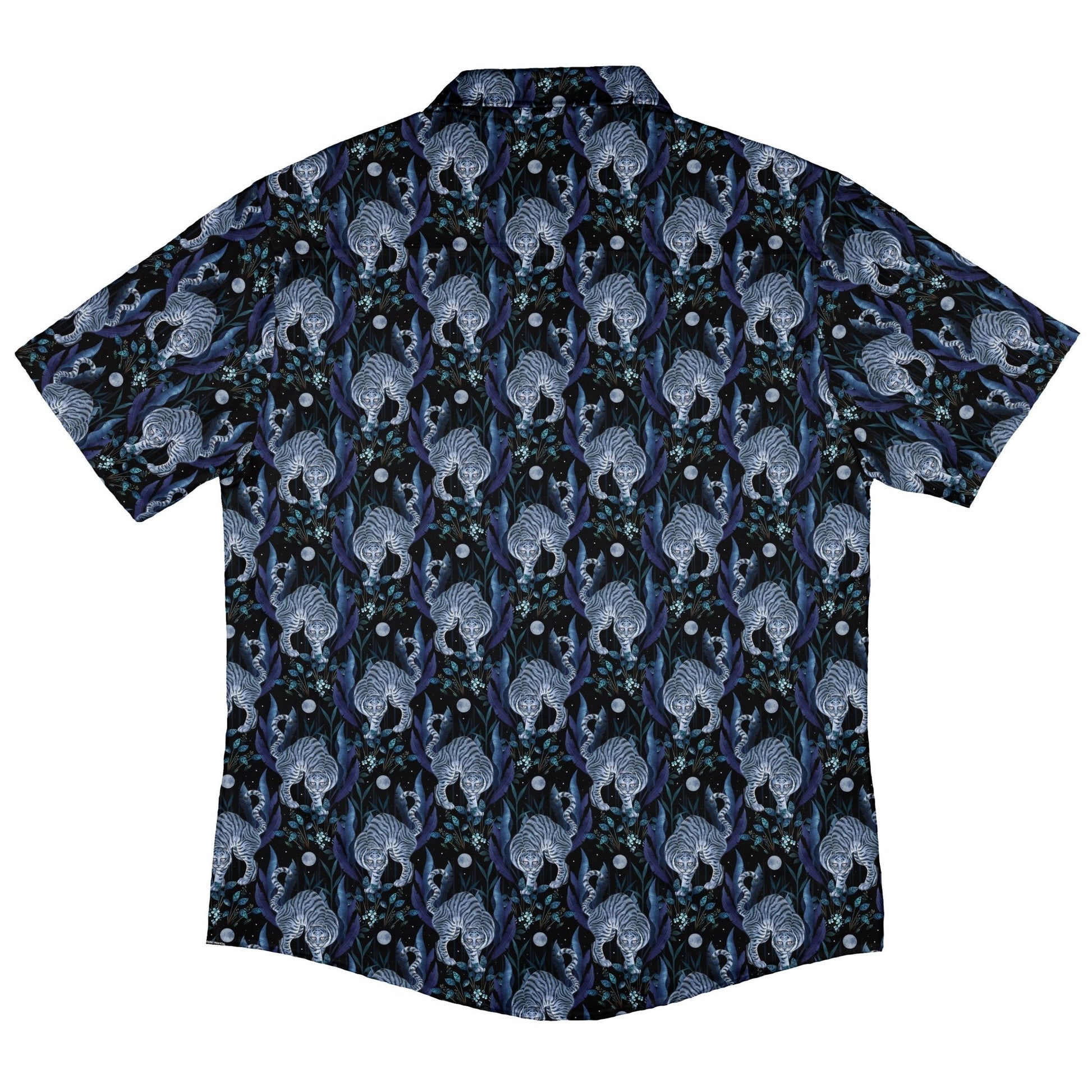 Year of the Tiger Blue Small Button Up Shirt Geek Nerd adult sizing Botany Print Design by Episodic