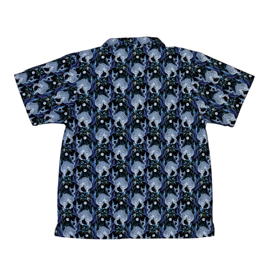 Year of the Tiger Blue Small Youth Hawaiian Shirt Geek Nerd Botany Print Design by Episodic