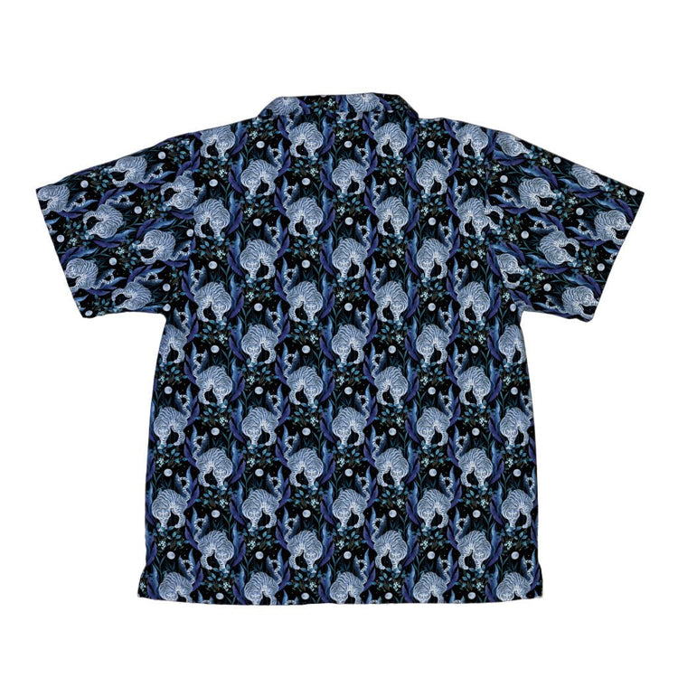 Year of the Tiger Blue Small Youth Hawaiian Shirt Geek Nerd Botany Print Design by Episodic