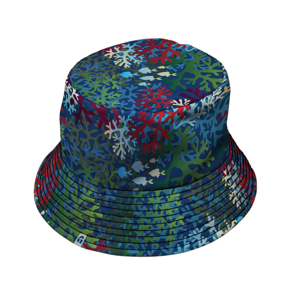 A Christmas Coral Bucket Hat - M - Black Stitching - -