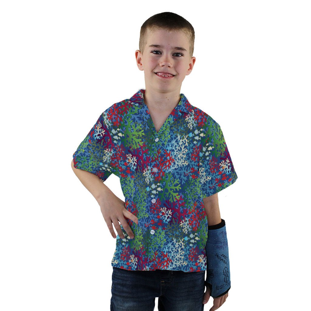 A Christmas Coral Youth Hawaiian Shirt - YXS - -