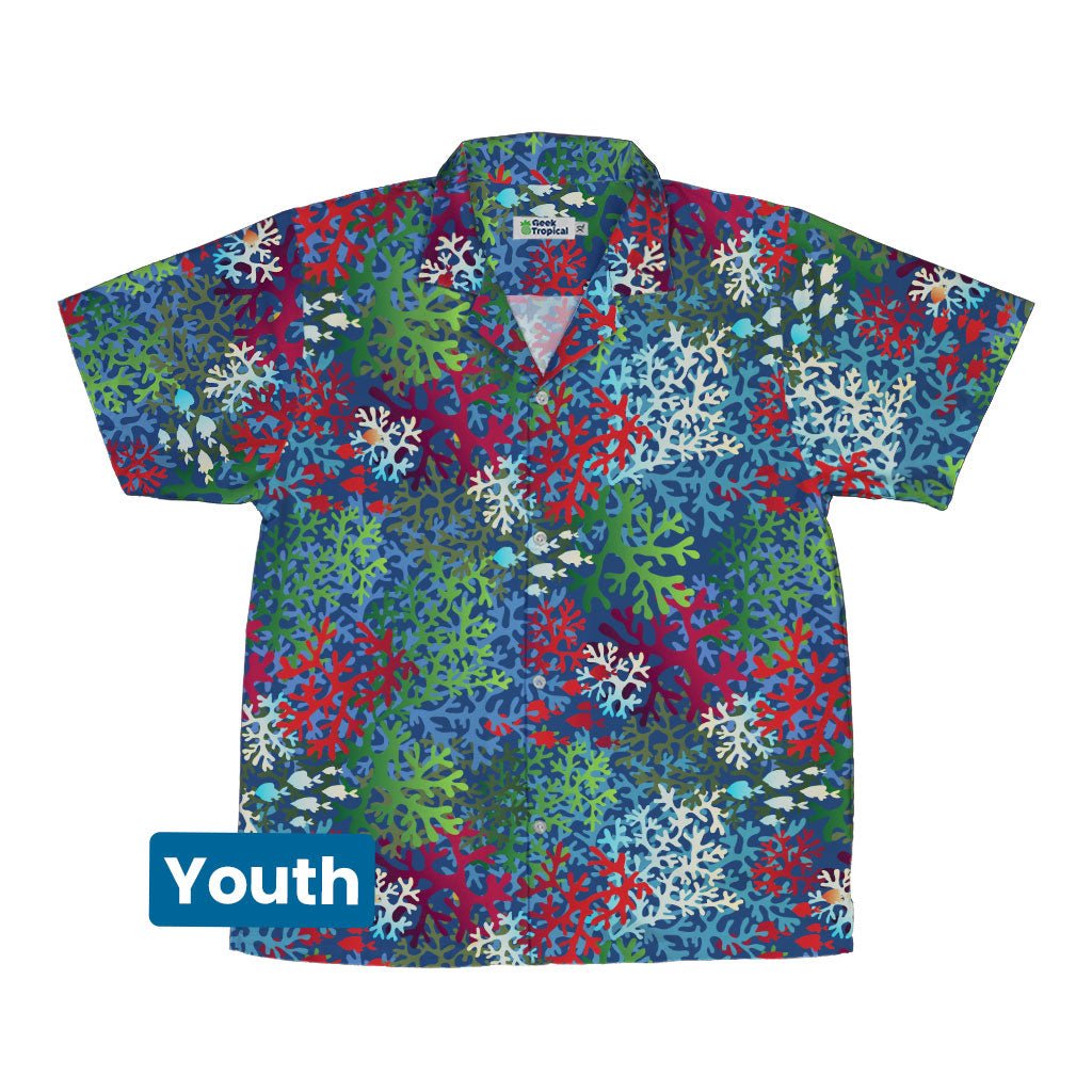 A Christmas Coral Youth Hawaiian Shirt - YXS - -