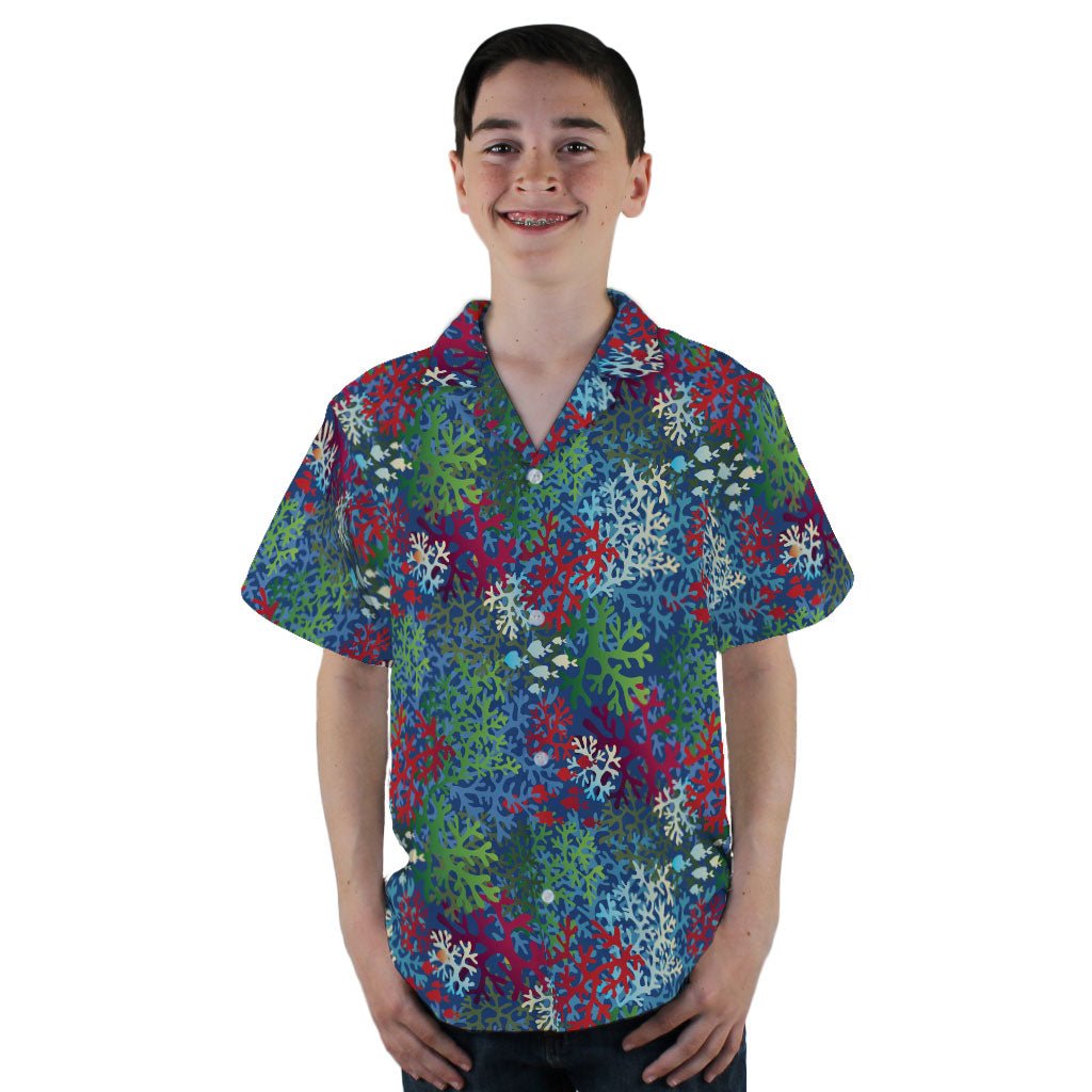 A Christmas Coral Youth Hawaiian Shirt - YL - -