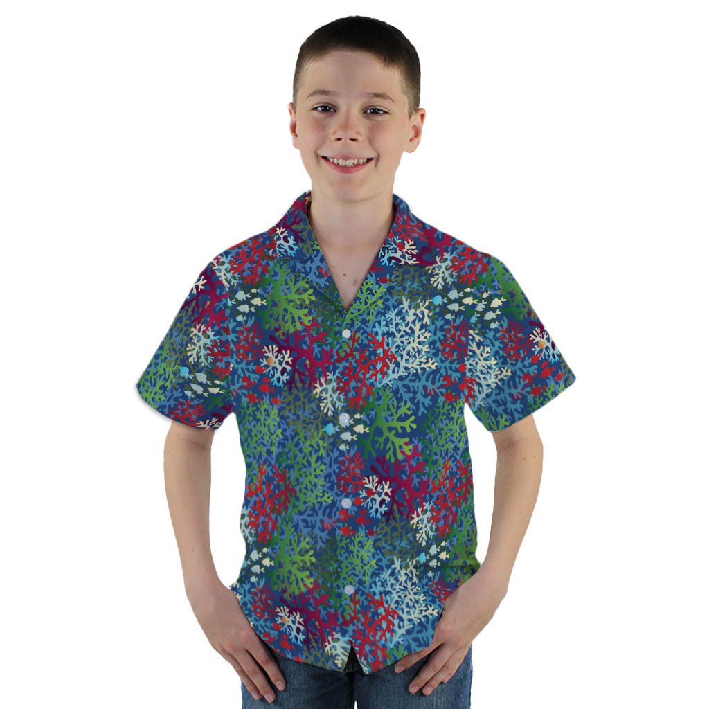 A Christmas Coral Youth Hawaiian Shirt - YM - -