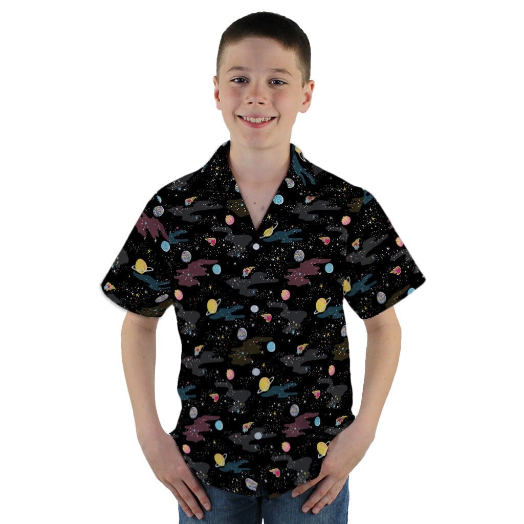 A Starry Galaxy Outer Space Youth Hawaiian Shirt - YM - -