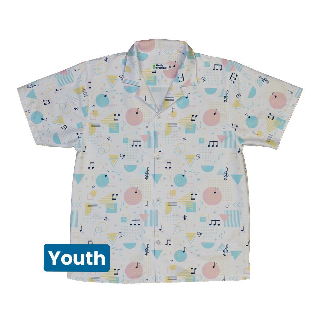 Alphabet Music Memphis Style White Youth Hawaiian Shirt - YXS - -