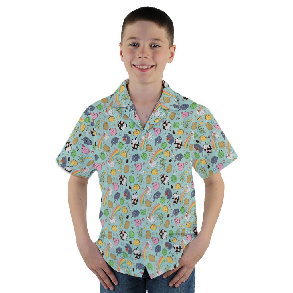 Anime Exploding Kittens Youth Hawaiian Shirt - YM - -