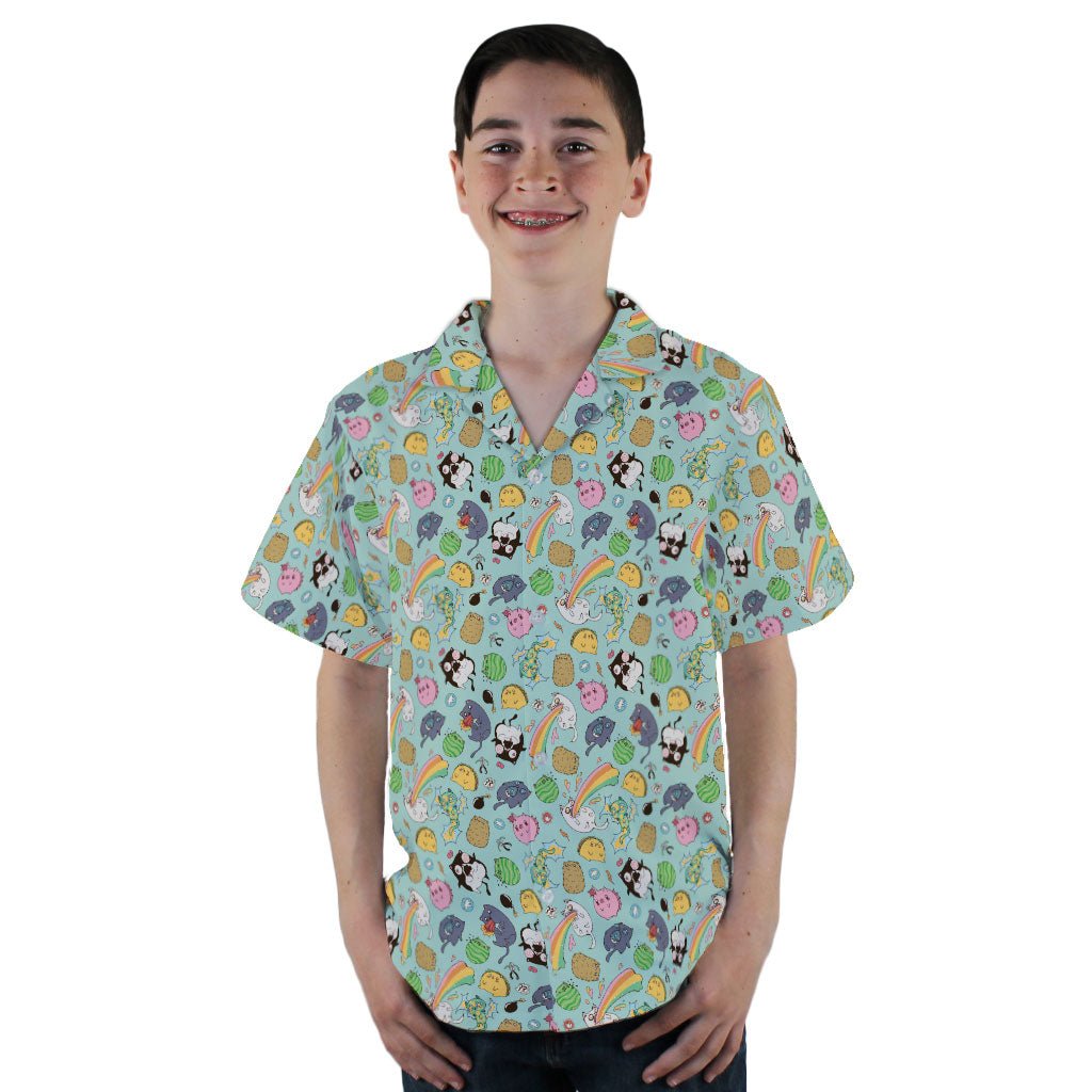 Anime Exploding Kittens Youth Hawaiian Shirt - YL - -