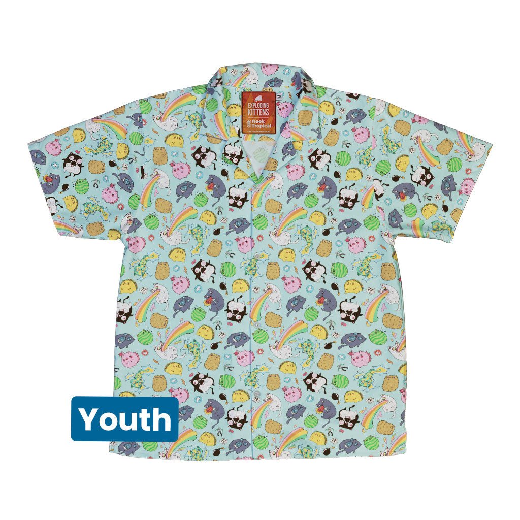 Anime Exploding Kittens Youth Hawaiian Shirt - YXS - -