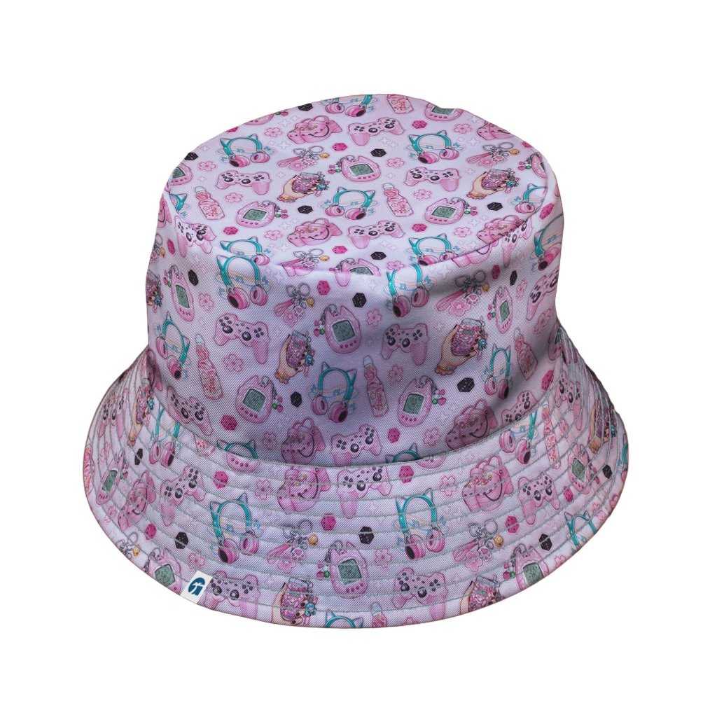 Anime Gamer Items Pink Bucket Hat | Geek Tropical