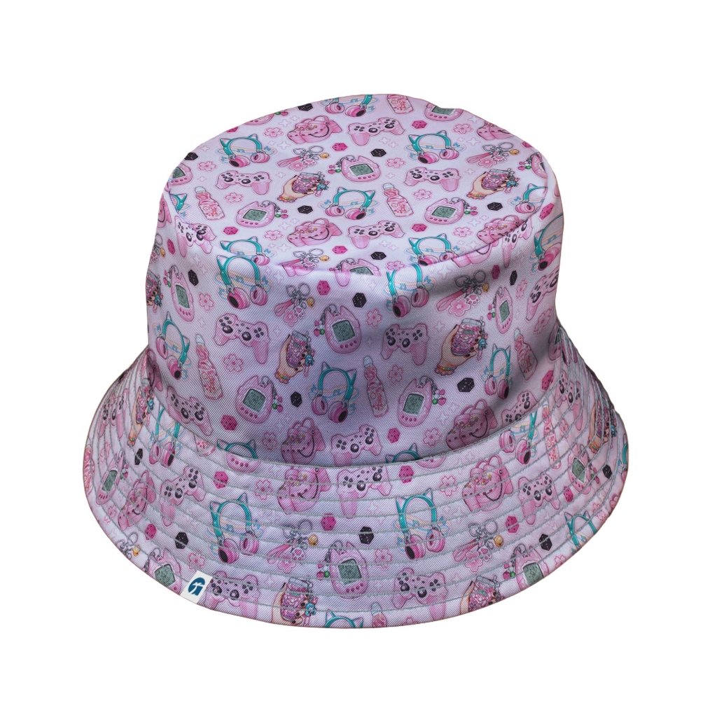Anime Gamer Items Pink Bucket Hat - M - Black Stitching - -