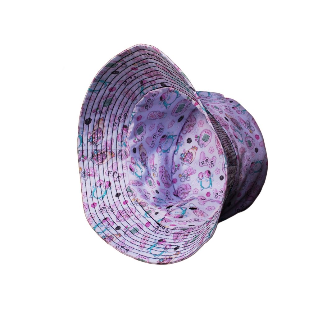 Anime Gamer Items Pink Bucket Hat - M - Grey Stitching - -