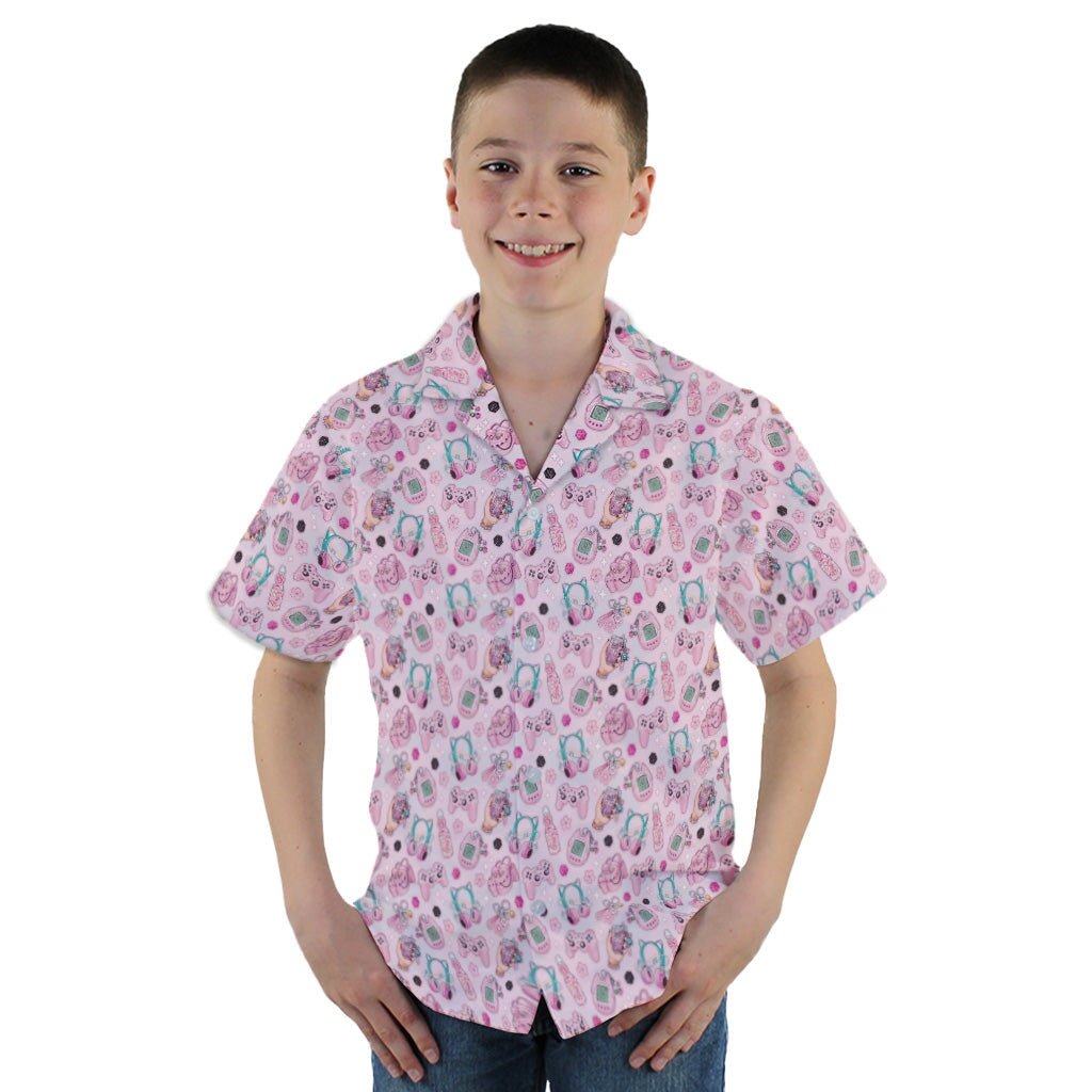 Anime Gamer Items Pink Youth Hawaiian Shirt - YM - -