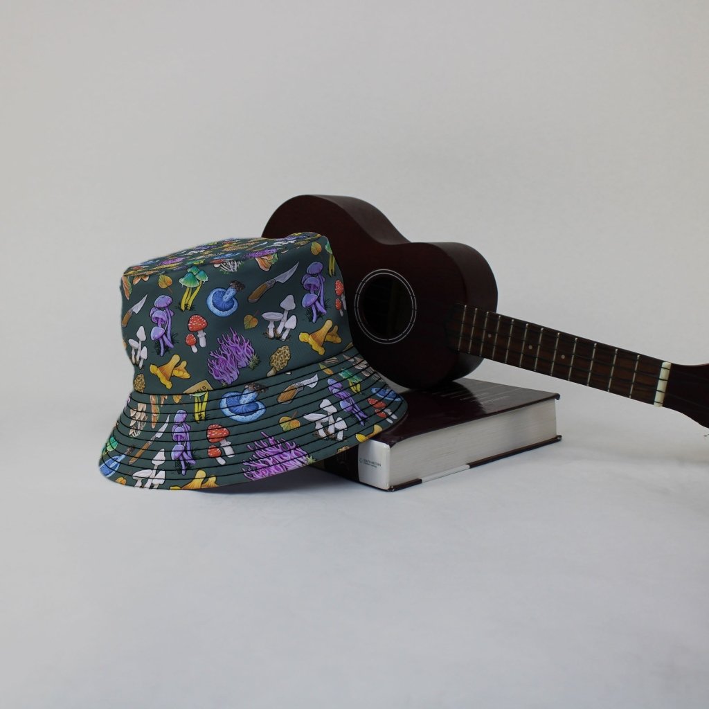 Anime Mushrooms Bucket Hat - M - Black Stitching - -
