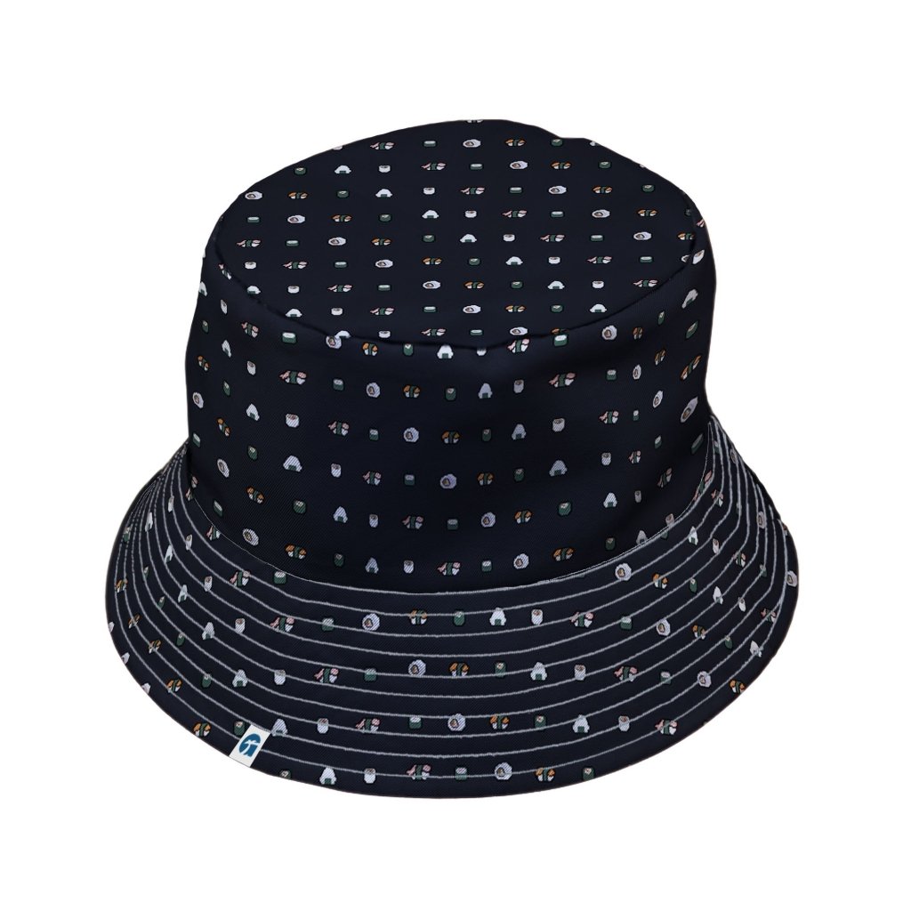 Anime Sushi Rolls Dark Bucket Hat - M - Black Stitching - -