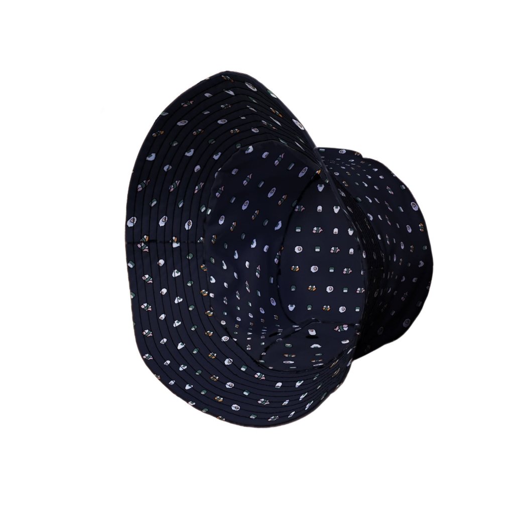 Anime Sushi Rolls Dark Bucket Hat - M - Black Stitching - -