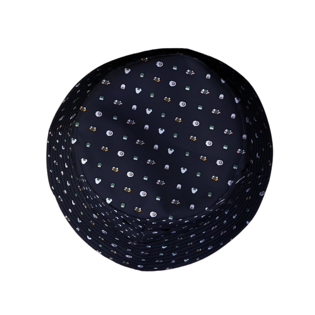 Anime Sushi Rolls Dark Bucket Hat - M - Black Stitching - -