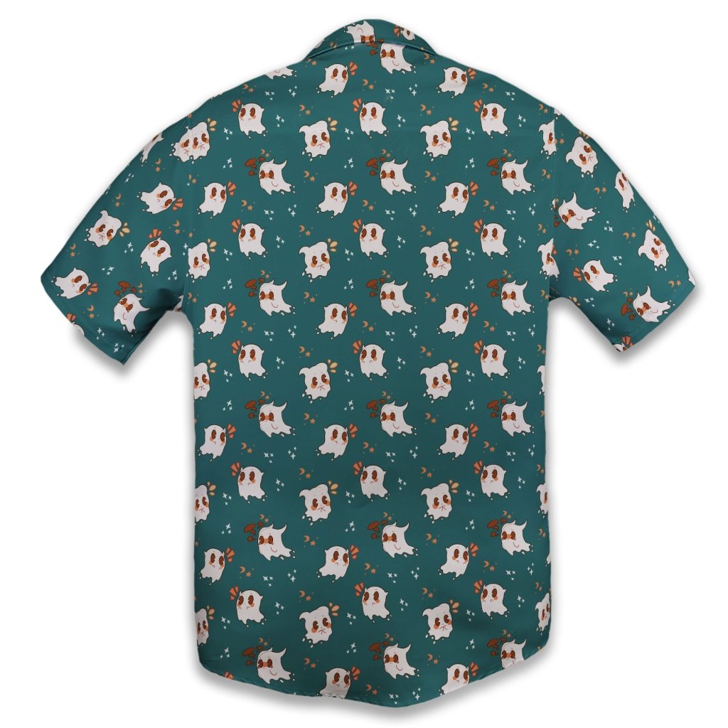 Anxious Ghost Green Button Up Shirt - S - Hawaiian Shirt - No Pocket -