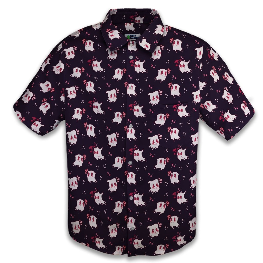 Anxious Ghost Red Button Up Shirt - S - Button Down Shirt - No Pocket -