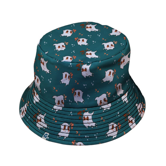Anxious Ghosts Green Bucket Hat - M - Black Stitching - -