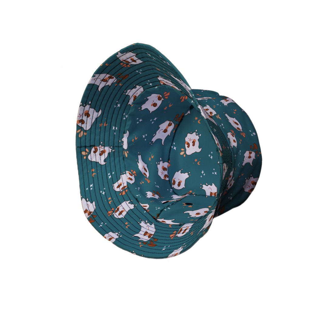 Anxious Ghosts Green Bucket Hat - M - Grey Stitching - -