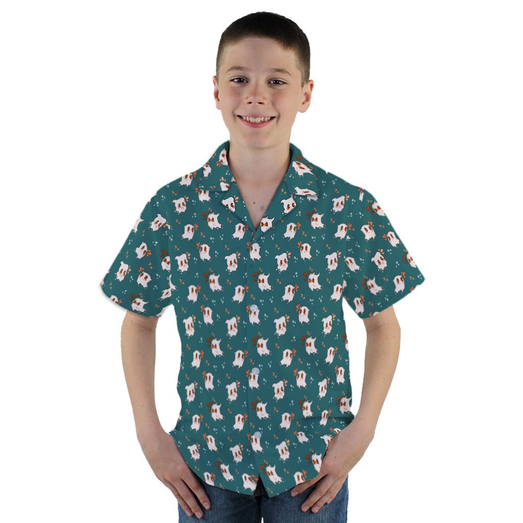 Anxious Ghosts Green Youth Hawaiian Shirt - YM - -