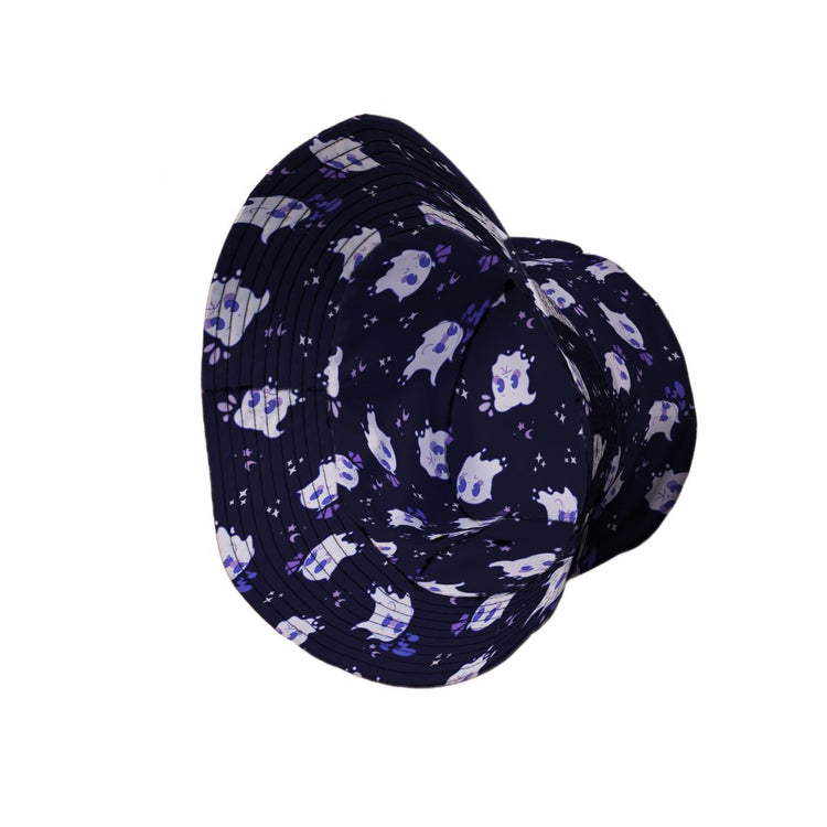 Anxious Ghosts Purple Bucket Hat - M - Grey Stitching - -