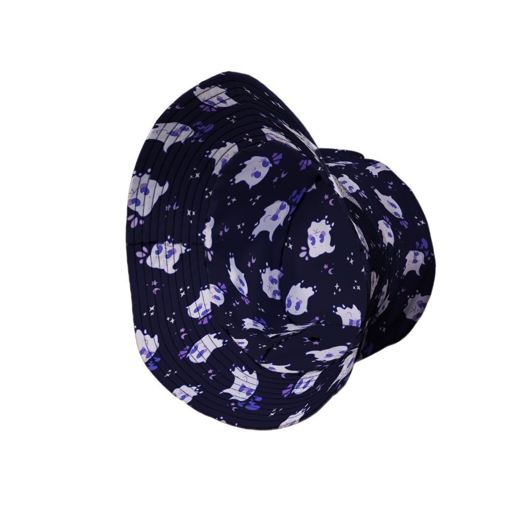 Anxious Ghosts Purple Bucket Hat - M - Grey Stitching - -