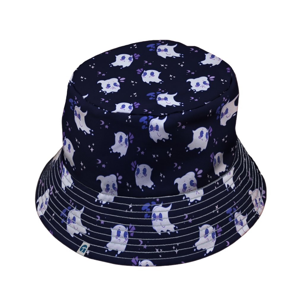 Anxious Ghosts Purple Bucket Hat - M - Grey Stitching - -