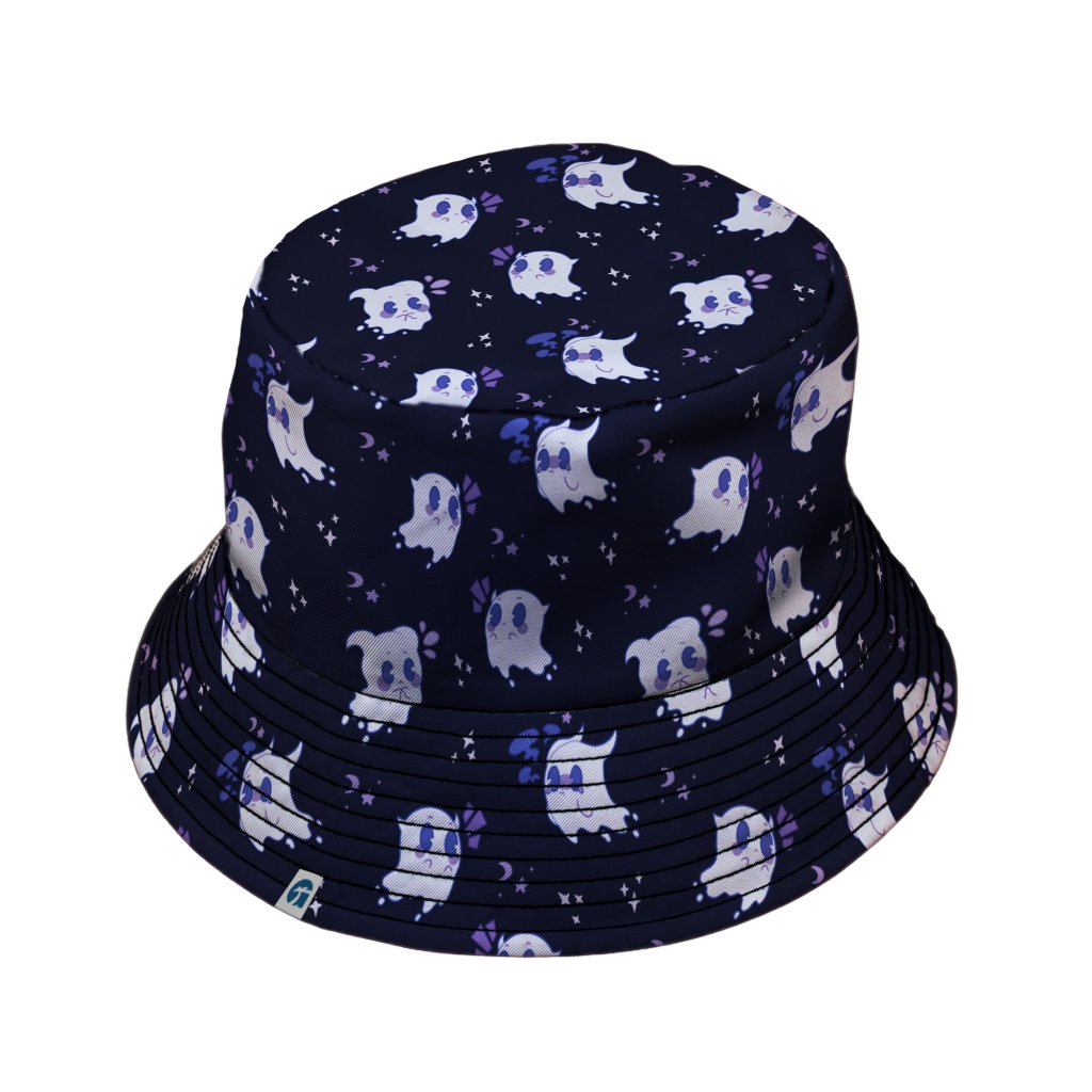 Anxious Ghosts Purple Bucket Hat - M - Black Stitching - -