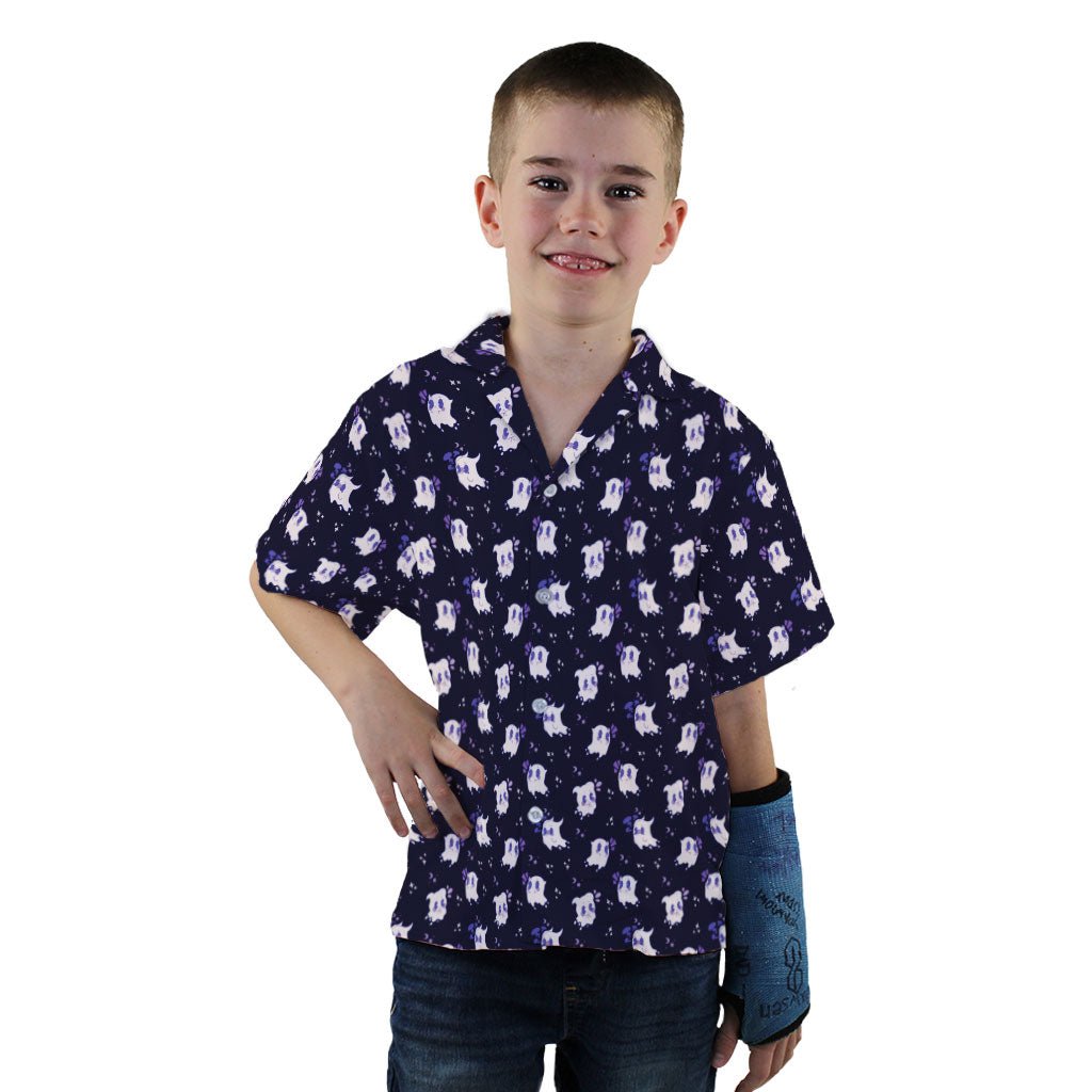 Anxious Ghosts Purple Youth Hawaiian Shirt - YXS - -