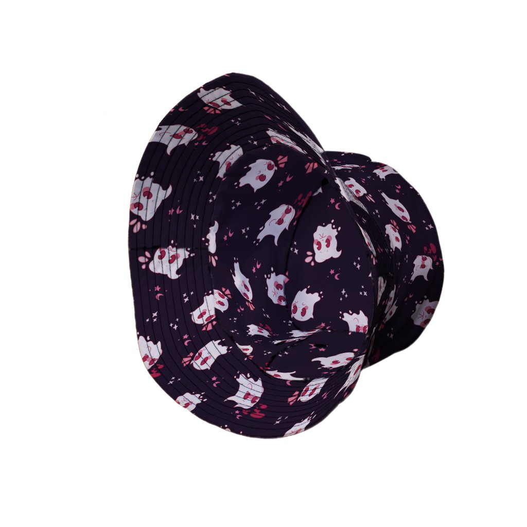 Anxious Ghosts Red Bucket Hat - M - Grey Stitching - -