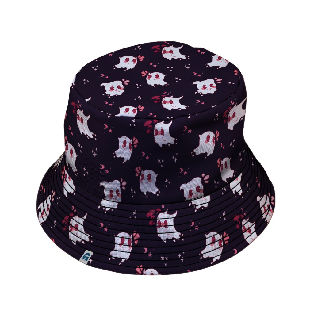Anxious Ghosts Red Bucket Hat - M - Black Stitching - -