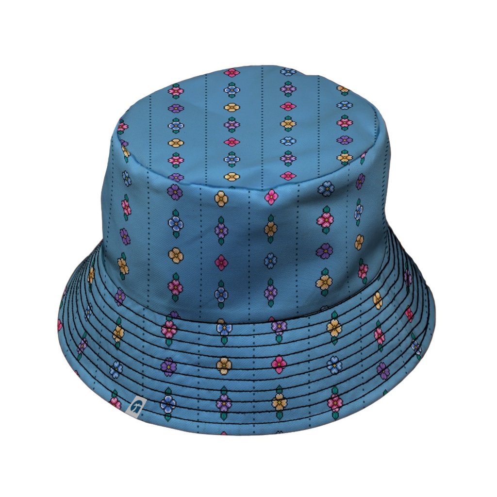 Arcade Pixel Flowers Bucket Hat - M - Black Stitching - -