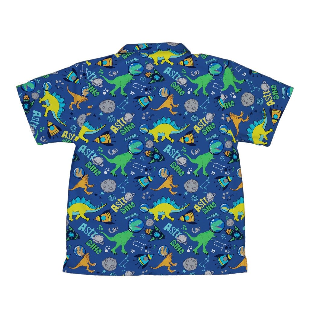 Astro Dino Dinosaur Outer Space Blue Youth Hawaiian Shirt - YXS - -