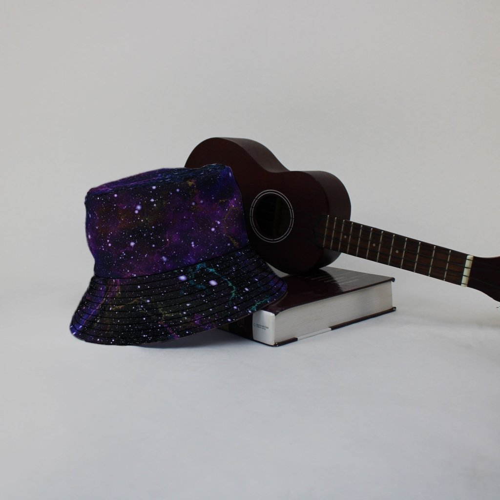 Beautiful Nebula Outer Space Bucket Hat - M - Black Stitching - -