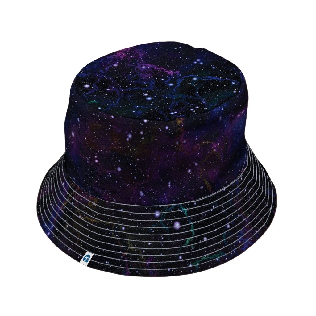 Beautiful Nebula Outer Space Bucket Hat - M - Black Stitching - -
