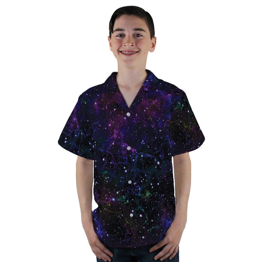 Beautiful Nebula Outer Space Youth Hawaiian Shirt - YL - -