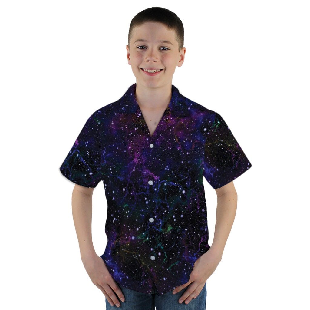 Beautiful Nebula Outer Space Youth Hawaiian Shirt - YM - -