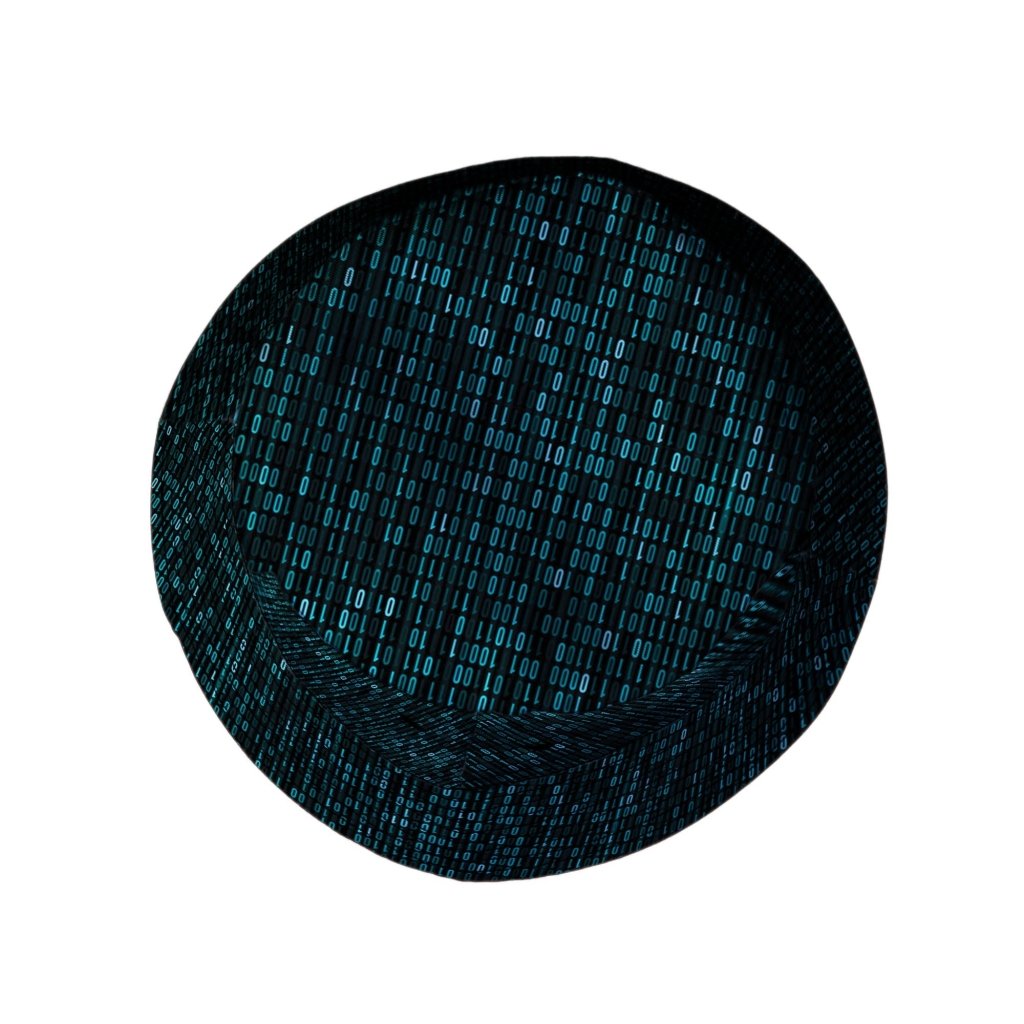 Binary Computer 1s and 0s Teal Black Bucket Hat - M - Black Stitching - -