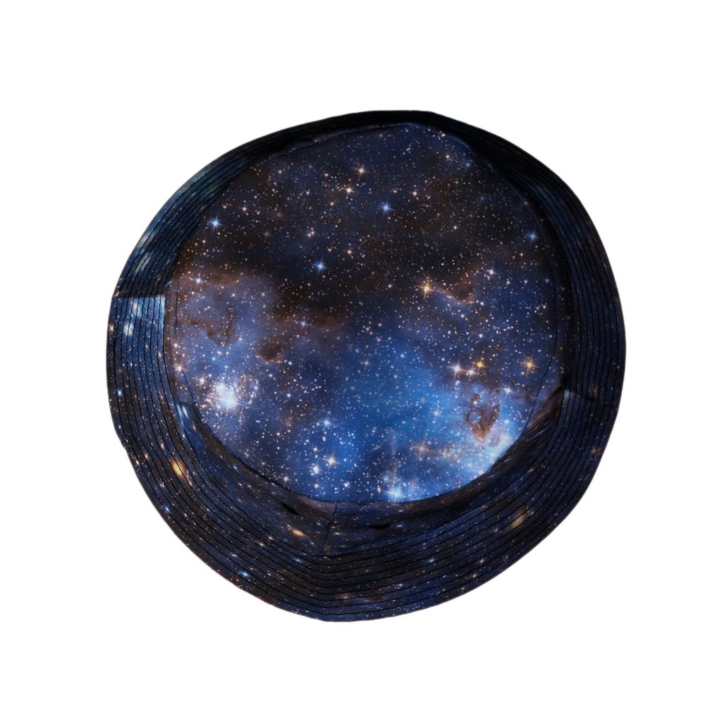 Blue Brown Galaxy Space Bucket Hat - M - Black Stitching - -