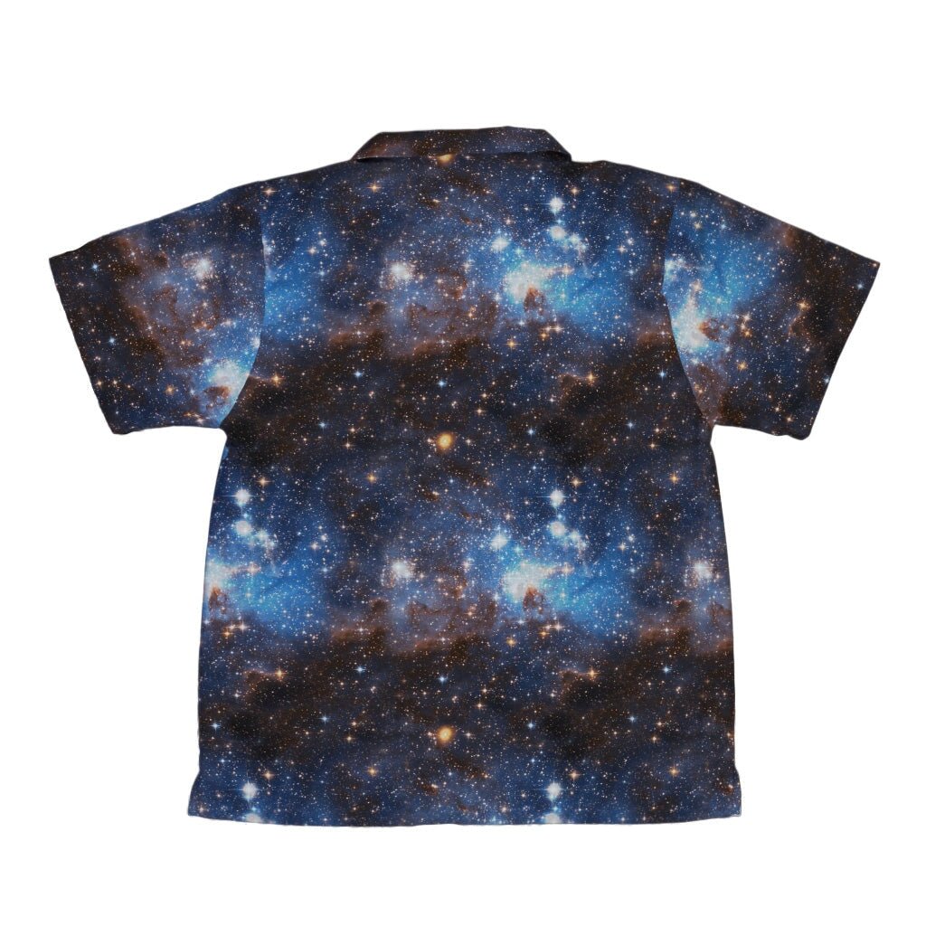 Blue Brown Galaxy Space Youth Hawaiian Shirt - YXS - -